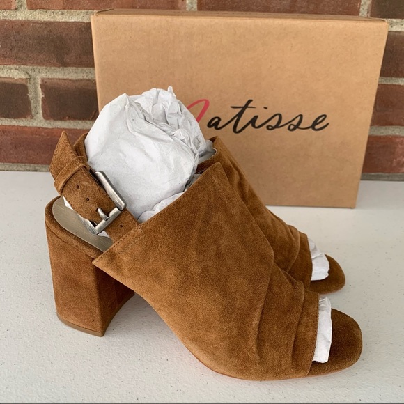 Matisse Brown Suede Slingback Chucky Heel Sandals - Picture 1 of 7